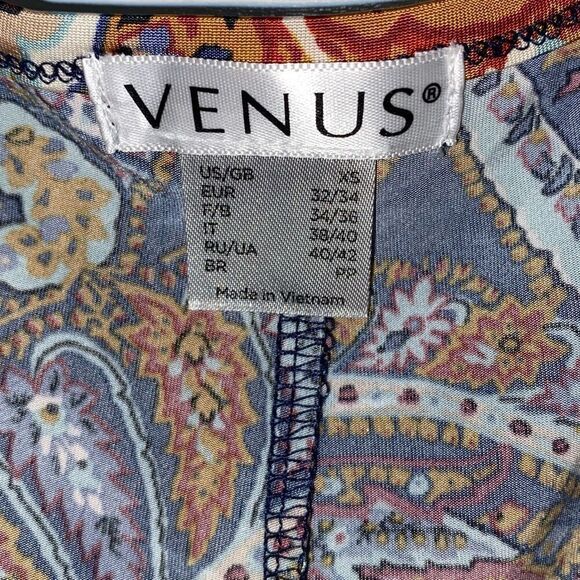 Venus Women's Multicolor Paisley Print Cold Shoulder V-Neck Top Blouse Size XS - Picture 4 of 10
